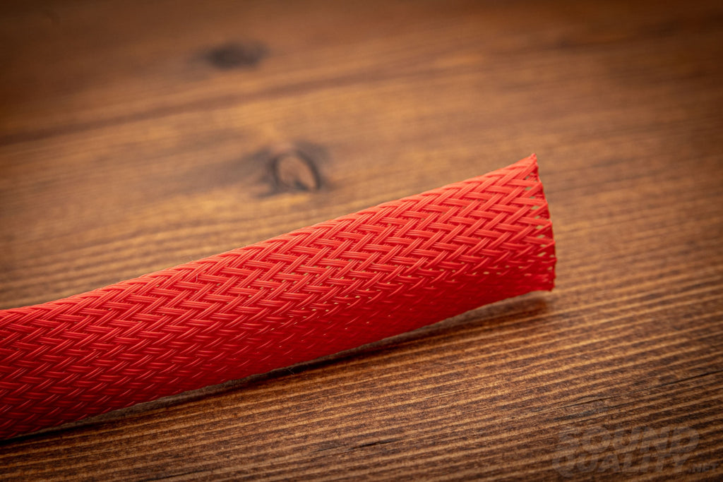 Audio System Braided Wire Sleeve Red 14-38.2 Mm Diameter 35M Roll